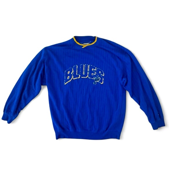Rare Vintage St. Louis Blues Hockey Crewneck Knit Sweater - Picture 1 of 2
